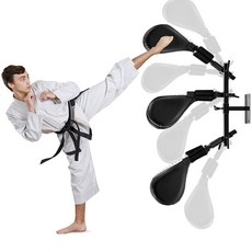 Seenelling 태권도 킥 패드 복싱 패드 태권도 가라데 스파링 기어 복싱 패들 킥 타겟 무술 훈련 장비 장착 브래킷 킥 타겟 1개 레드 1개, 03. 블랙, 1