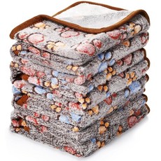 반려동물 강아지 이빨 장난감 발 프린트 플리스 담요 고양이용 Tatuo 4개 부드러운 따뜻한 수면 매트 기니피그 케이지 매트(소형(24 x 16 인치) 화이트 커피 핑크