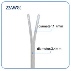 28 26 24 22 18AWG 병렬 스트립 라인 7A 케이블 코어 와이어 라이트 2A 구리 1A 5A 전원 LED E2 3A 플랫 투명 20, 1미터, 22AWG