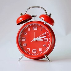 4인치 트윈 벨 시계 알람 탁상 큰 프레임 무소음 소리 발광 학생용 메탈 거실용, B. 레드
