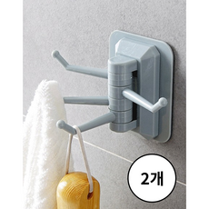하우즈업 180도 회전고리 4 후크 벽걸이 욕실걸이 수납걸이, 2개, 블루