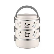 YAPOGI 귀여운 디자인 304 스테인리스 보온 도시락통 2단 3단 직장인 도시락통, 1개, 2100ML 3단 그레이