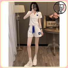 新款運動套裝跑步夏季套裝時尚短袖短褲減齡休閒洋氣兩件套