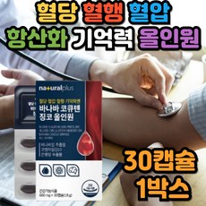 노인 중장년 혈당 혈압 혈행 기억력 징코 케어 은행잎추출물 코엔자임코큐텐, 1개, 30정