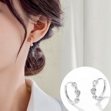 易扣式愛心圈圈耳環 醫療鋼材質 玫瑰金/銀色