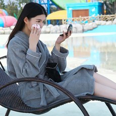 키밍 커플 호텔 샤워가운 극세사 목욕타올 잠옷 실내, M_딥 그레이, 1개, M