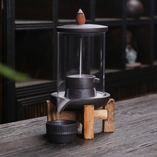 創意復古石磨運轉倒流香爐 辦公家居裝飾擺件 附防塵亞克力罩, 時來運轉