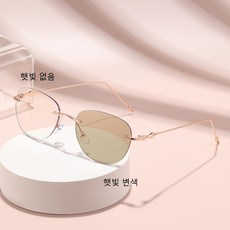 DZX 남녀공용 변색 블루라이트 자외선 차단 안경 초경량 무테 패션 선글라스 안경천+안경집