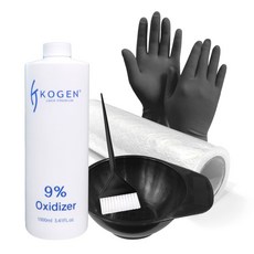 변색 복원 황변 제거 코겐 9% 산화제 세트 5종 (산화제1000ml+염색볼+염색솔+장갑+랩), 1개