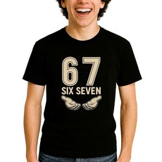 Sawwing Six Seven 6 7 Meme 티셔츠 - 청소년 및 성인용 재미있는 블랙 반소매 그래픽 티 유니 블랙. M 270251