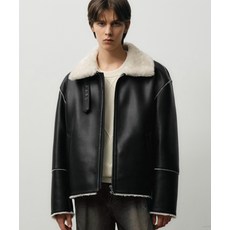 [드로우핏] 오버사이즈 라인 무스탕 자켓 [IVORY]