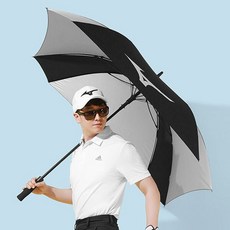 미즈노 골프 미즈노 RB 스퀘어 골프우산 대형 튼튼한 UV차단 자동 장우산 5LKY22100, 5LKY22100 0309 실버블랙, 1개