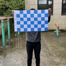 플래그 걸이식 야외 블랙앤화이트 깃발 레이싱 체커기, 1개, 6번 블루앤화이트 체크