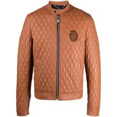 빌리어네어 크레스트 모티프 퀼팅 가죽 재킷