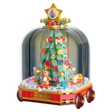 聖誕樹積木玩具 樂高相容積木 DIY聖誕裝飾 兒童益智玩具 聖誕節禮物, 幸福聖誕樹, 1個