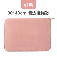 強力清潔抹布 家用吸水去油 廚房洗碗布 易清洗擦手巾 不沾油耐用+粉色30*40cm-包边挂绳款+裸装, 1個, 粉色30*40cm-包边挂绳款:裸装