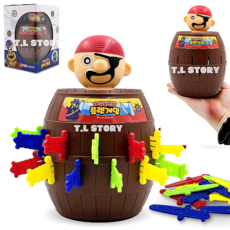 해적 룰렛 게임 복불복 후크 룰렛 에꾸눈선장 칼꽂기 보드게임 장난감, 혼합색상, 1개