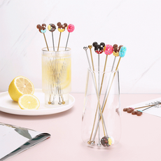 칵테일 머들링 우드 롱스푼 머들러, 1개, 1도넛머들러-땡땡핑크