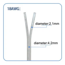 28/26/24/22/20/18AWG 2 코어 구리 전선 투명 병렬 케이블 DC 1A LED 라이트 스트립 2468, 06 18AWG, 03 30m