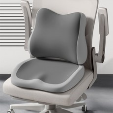 메모리폼 등받이 허리 쿠션 방석 세트, 회색