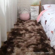 DIU 地毯客廳茶几絲毛地毯臥室牀邊毯地墊大面積全鋪, 1個, 長毛咖啡色(扎染)