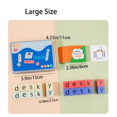 철자 단어 게임 나무 독서 빌딩 블록 54 장의 카드 몬테소리 알파벳 학습 장난감, [01] large size, 1개