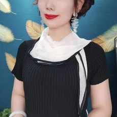 天絲包邊護頸巾 時尚純色簡約薄款紗巾 輕奢珍珠長圍巾, 03白色天絲包邊款, 1個