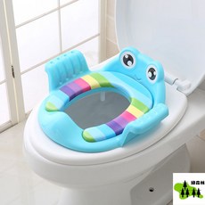 兒童馬桶坐便圈 寶寶輔助便盆蓋 嬰幼兒專用加厚坐墊 小孩尿桶架, 海豚藍色帶軟墊,無組閤