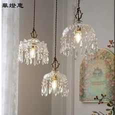 華燈惠 法式全銅復古輕奢水晶小吊燈，適用於過道、玄關、床頭、陽臺、走廊、衣帽間、餐廳, A款皇冠,不带燈泡