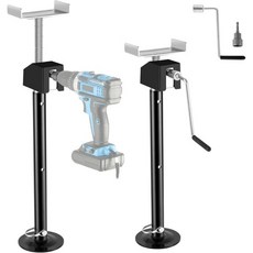 바이엔 오토 RV 슬라이드 아웃 지지 잭 2024V 무선 드릴 호환 및 수동 크랭크 각각 최대 5000파운드 20인치에서 49인치까지 들어올림 견고한 캠퍼 안정 여행용 트레일러, 바이엔 오토 RV 슬라이드 아웃 지지 잭 2024V 무