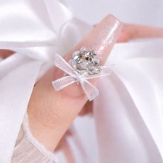 엘레강스 공주님 시스루 레이스 리본 네일파츠, 1개, 02 화이트 (10개입)