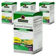 NATURE'S ANSWER 高麗人參 500 毫克素食膠囊素食無麩質, 50 件, 4個