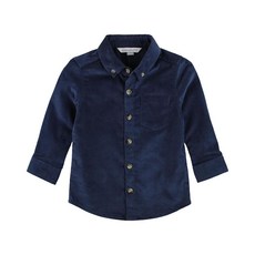 RUGGEDBUTTS 다크 네이비 스트레치 코듀로이 긴소매 버튼 다운 셔츠 - 12-18개월