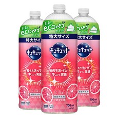 큐큣토 주방세제 핑크 그레이프프루트향 리필용, 3개, 700ml