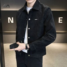 POMTOR 남성 봄가을 시즌 트렌디한 스웨이드 느낌의 캐주얼 자켓