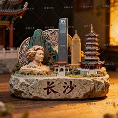 湖南長沙 橘子洲 旅遊景點 金屬浮雕立體冰箱貼 創意文創伴手禮, 如圖所示