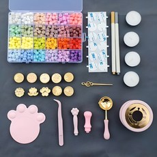 실링왁스 세트 스탬프 입문 키트 비즈 다꾸 청첩장 24색 10인장, 1세트