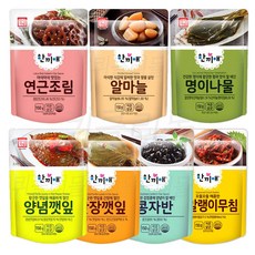 [팔도맛쟁이] 한성 한끼애 반찬 7종세트(무말랭이+연근조림+양념깻잎+간장깻잎+콩자반+명이나물+알마늘), 1세트