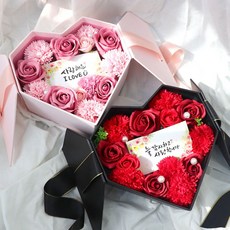 마음담아 어버이날 스승의날 플라워 비누꽃 카네이션 꽃 하트 반전 용돈박스 2종, 1개, 레드/메세지카드 04.공란