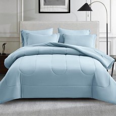 Maple&Stone 퀸 사이즈 이불 세트 7피스 침대 가방 포함 - 시트 베개 커버 및 베개 커버가 있는 다운 대체 침대 세트 퀸 침대용 부드러운 양면 이불 인서트 블랙