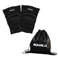 낫소 배구 쿠션 무릎 보호대 NKS100 스쿠알로 보관 파우치 포함, Black, 1세트