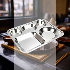 3찬 스텐식판 급식 깊은 사각 스테인리스 구내식당 어른용, 타원3찬식판(보급형)