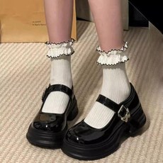 메리제인 통굽 플랫 슈즈 플랫폼 굽있는 발레 신발