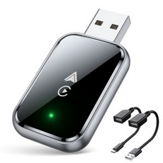 WoWo 미니 무선 스마트 자동차 어댑터 애플 카플레이 안드로이드 오토 2 in 1 스마트 내비게이션, 블랙, 투인원