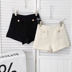 다중성 여성용 가을 겨울 모직 트위드 반바지 캐주얼 하이웨스트 반바지 25ngh10jj