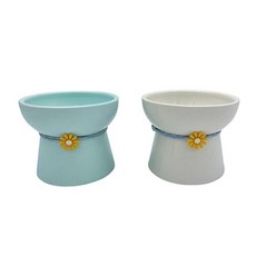 세라믹 도자기 키높이 소형견 말팁즈 밥그릇 1구 개밥그릇 중형견, 스카이블루