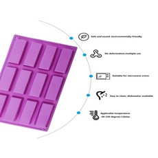Feiskoo 미니 직사각형 모양 실리콘 케이크 몰드 퐁당 초콜릿 푸딩 비스킷 쿠키 베이킹 팬 12 캐비티