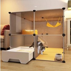 全景透明貓籠 貓咪別墅 不占地 貓砂盆貓窩一體 豪華貓籠 家用室內小戶型, 單層『107*37*35』❤隔離/過渡（,基礎款:封閉式貓砂盆+貓砂鏟+爬梯, 1個