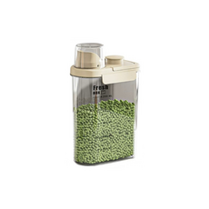 PET款旋扣斜口式儲米桶 - 量杯密封罐防潮五穀雜糧 【奶油白】2800ml, 1個, 【奶油白】2800ml New