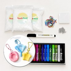 [15개분량] 워리 해피 스톤 만들기 키트 DIY 걱정 돌 스톤 반려 키링 선물 워터 클레이 물에 녹는 플라스틱, 1세트, 반투명